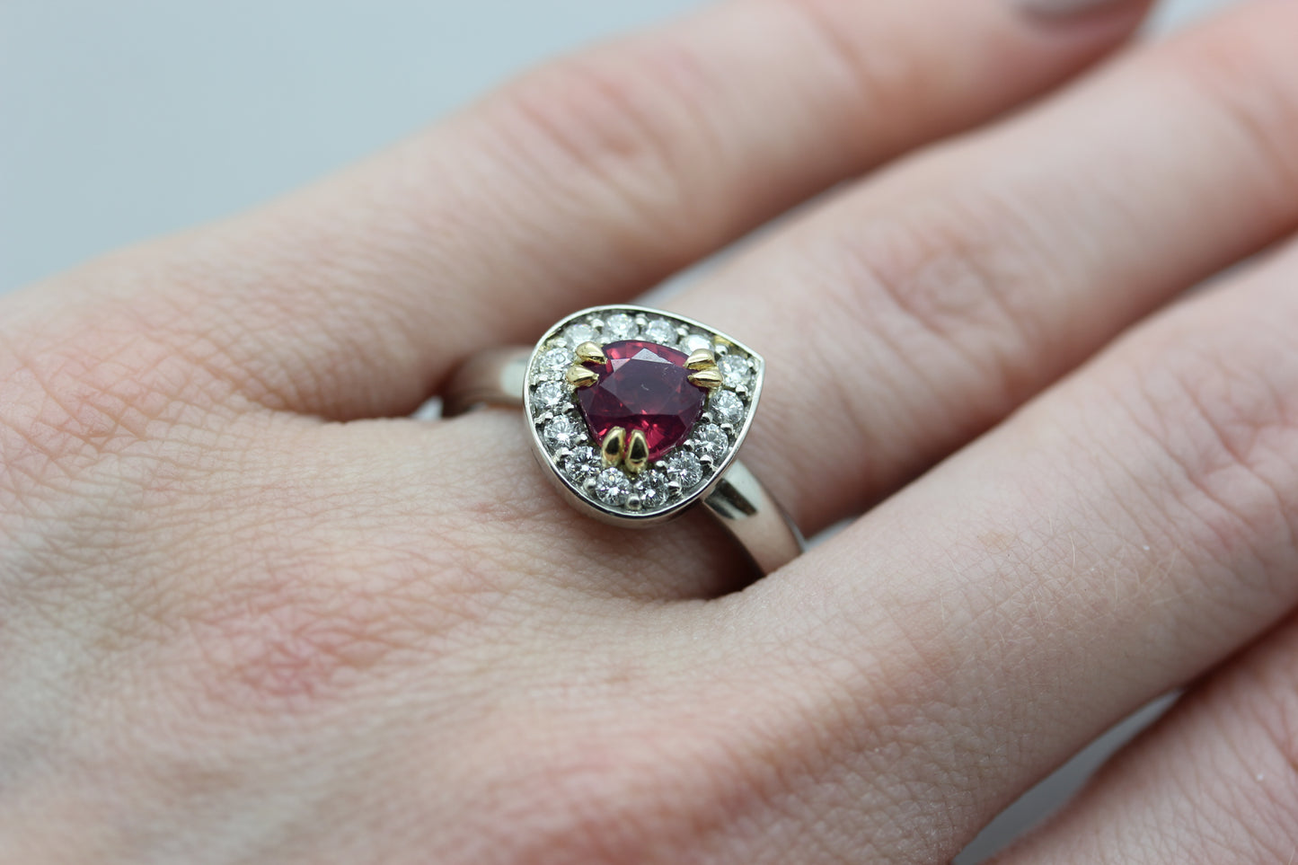 Platinum Red Spinel Ring