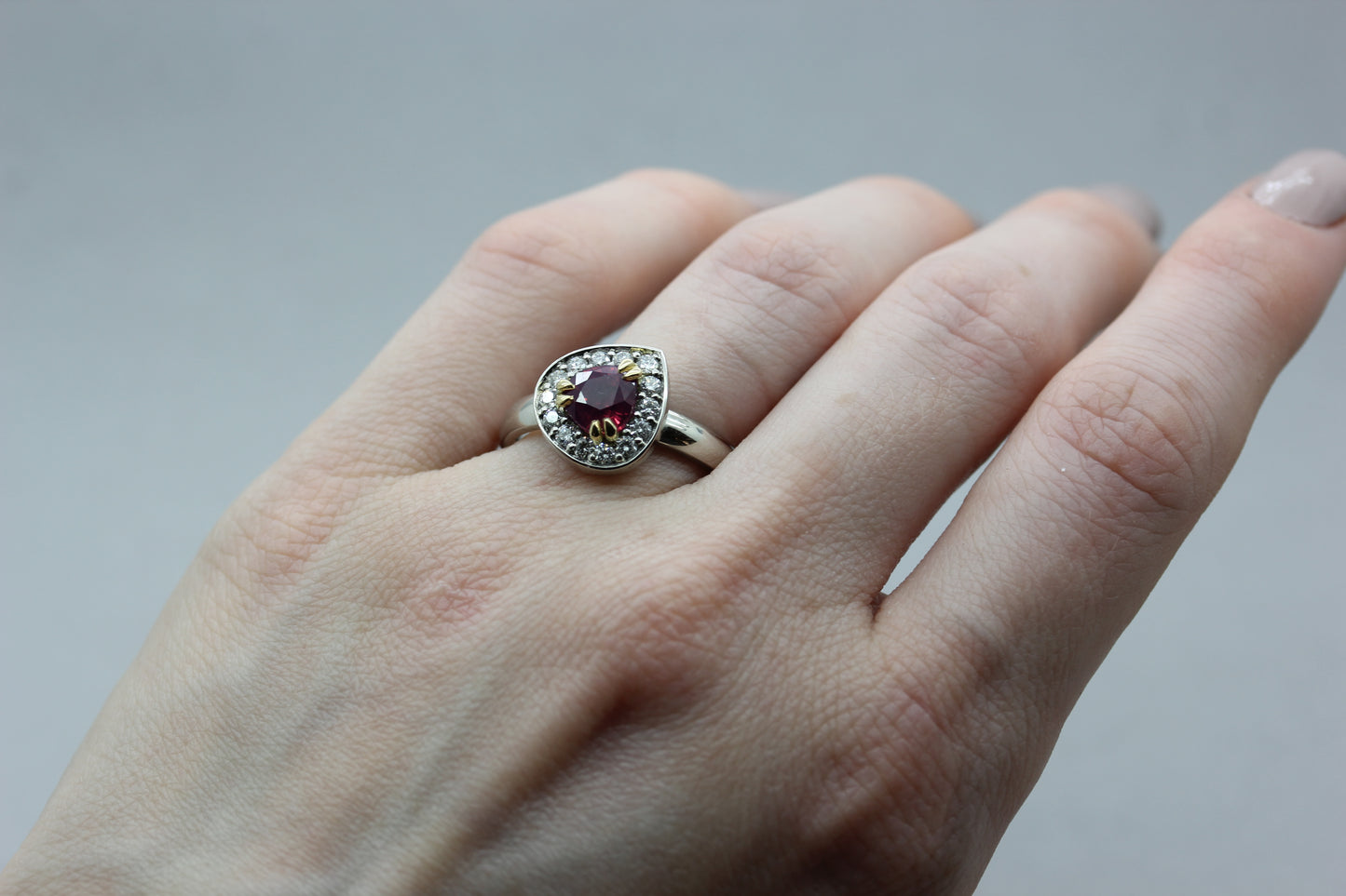 Platinum Red Spinel Ring