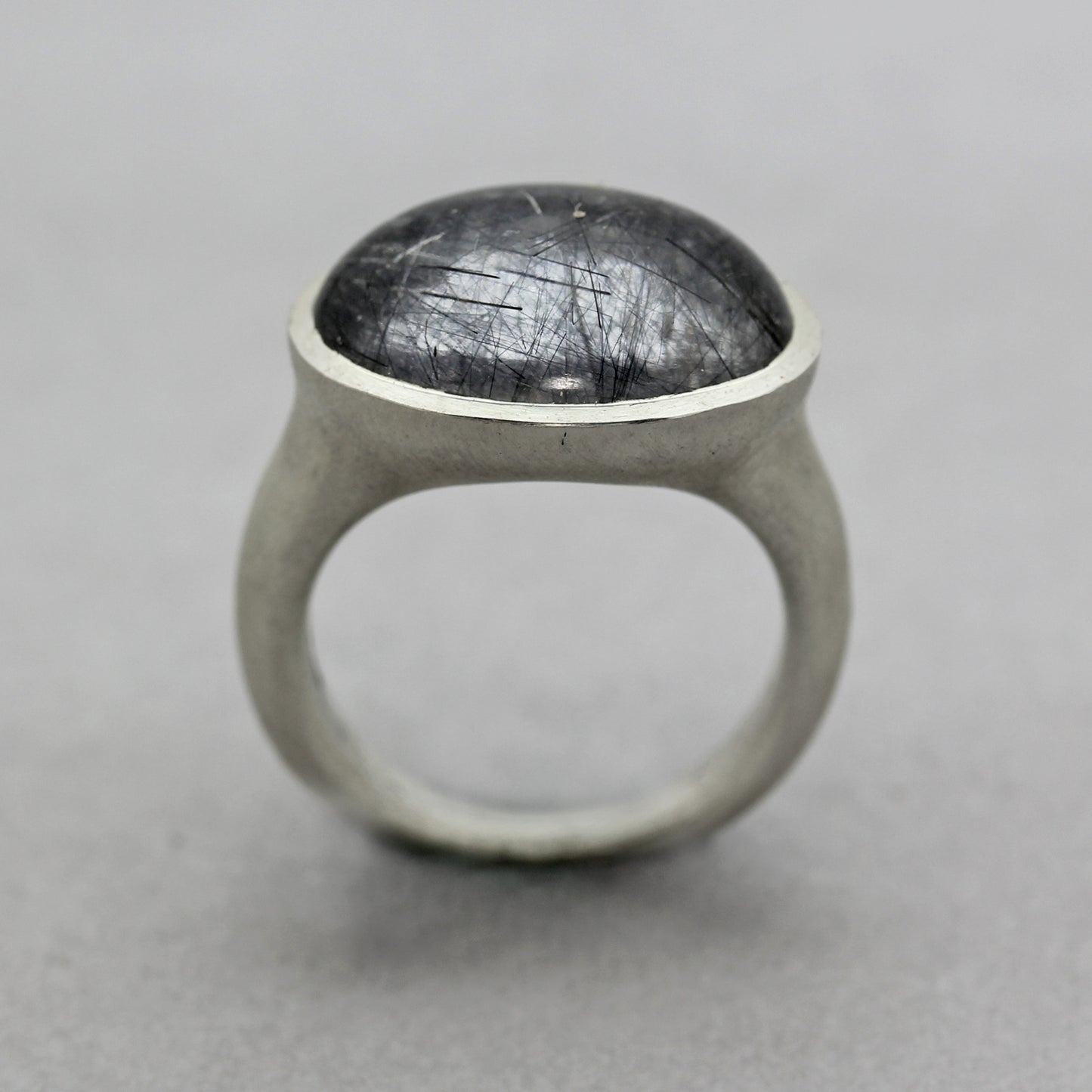 Large Tourmalated Quartz Cabochon Ring