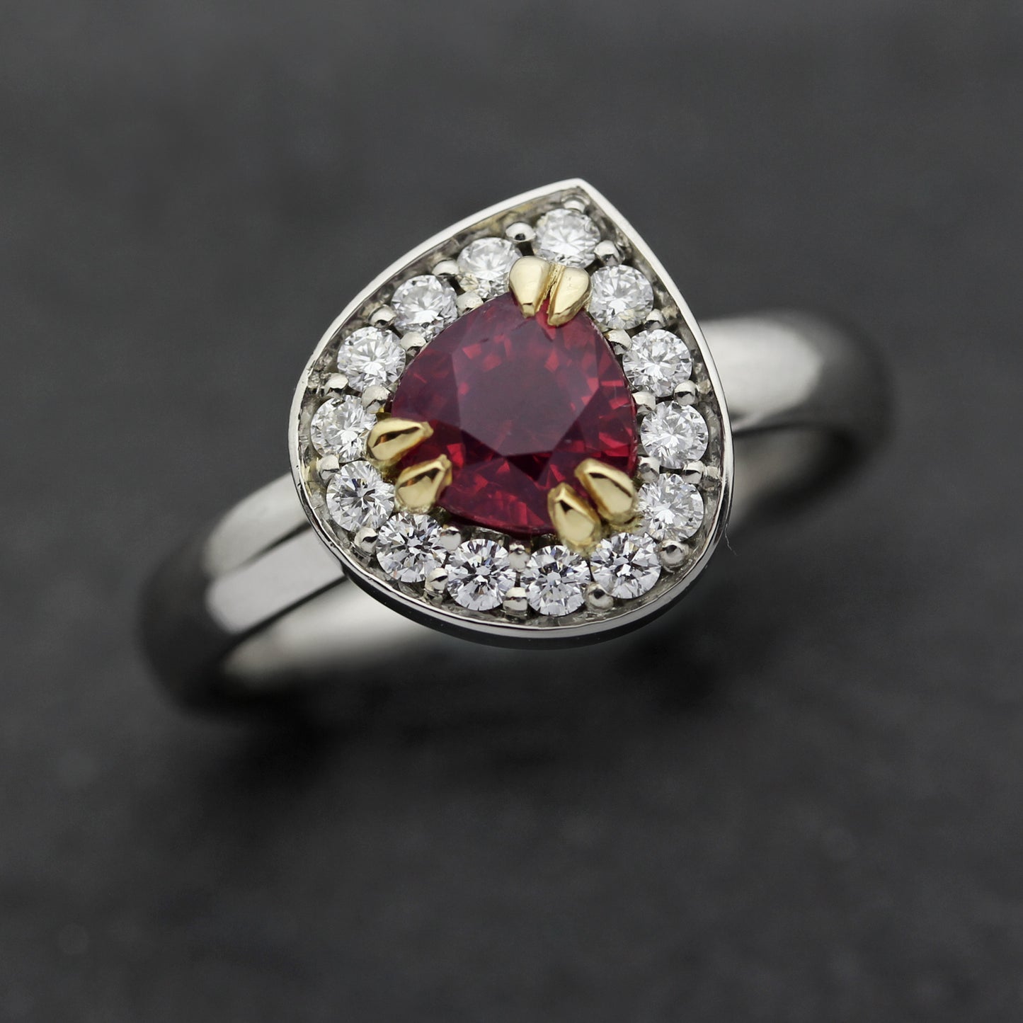 Platinum Red Spinel Ring