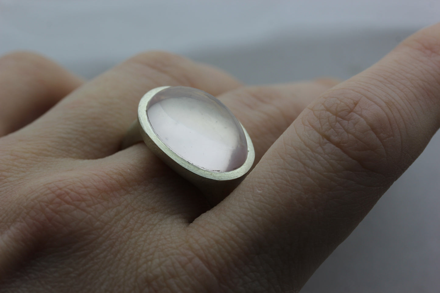 Large Rose Quartz Cabochon Ring