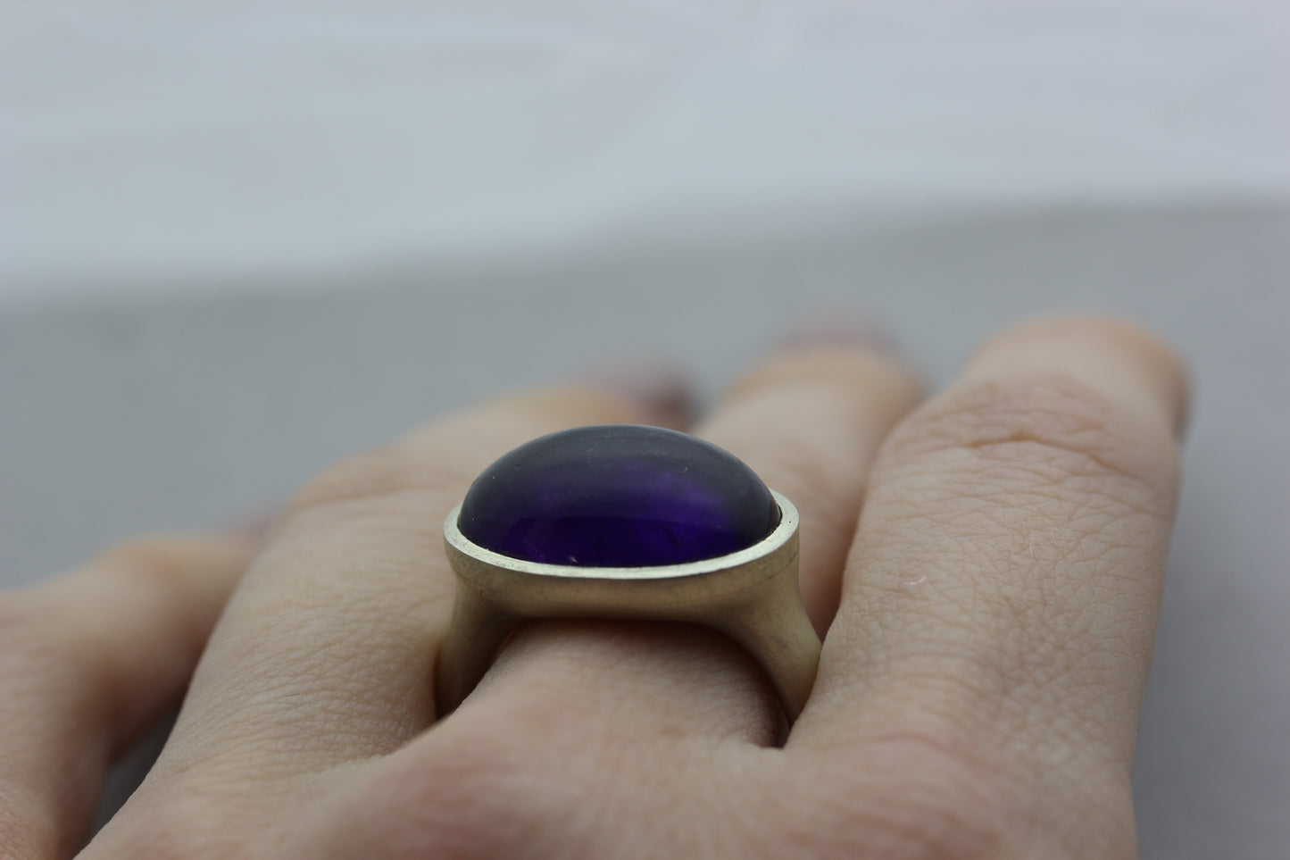 Large Amethyst Cabochon Ring