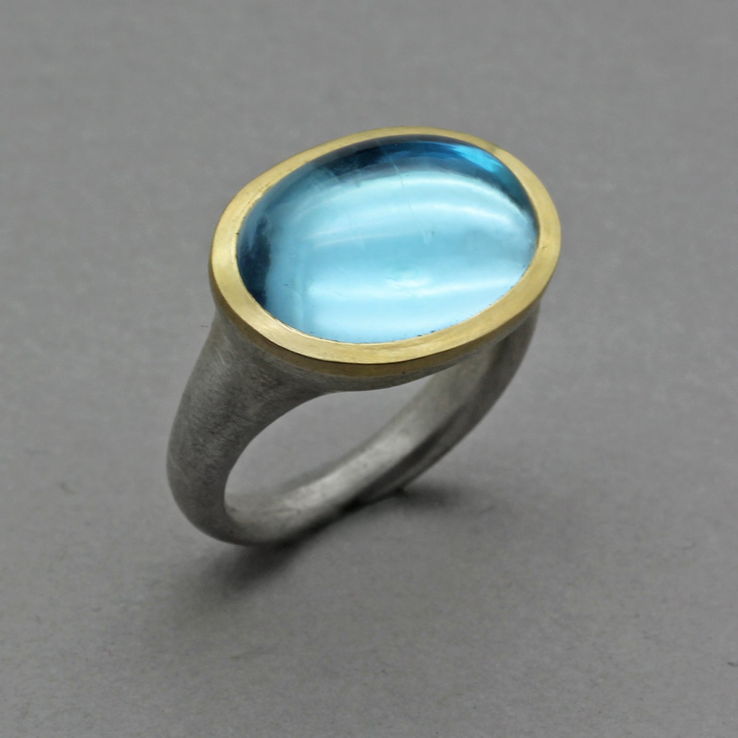 Large Sky Blue Topaz Cabochon Ring
