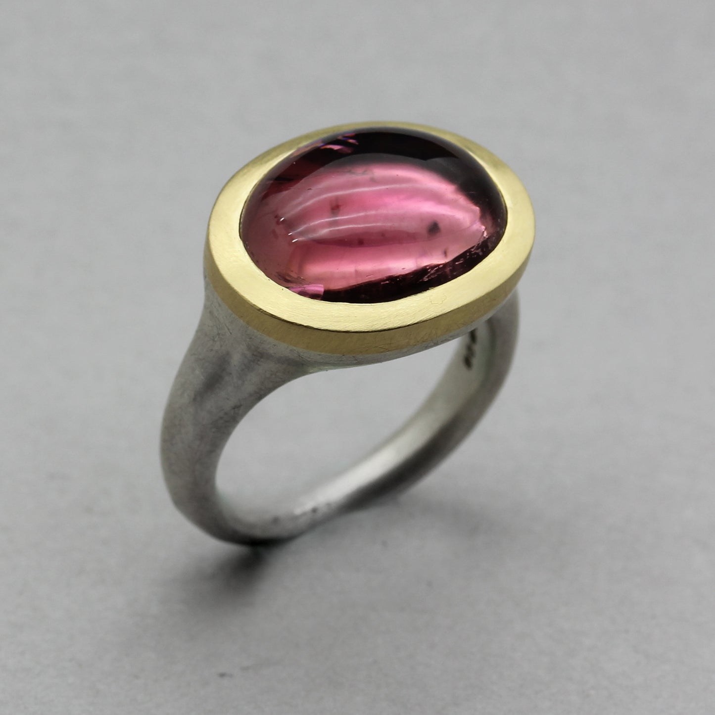 Large Pink Tourmaline Cabochon Ring