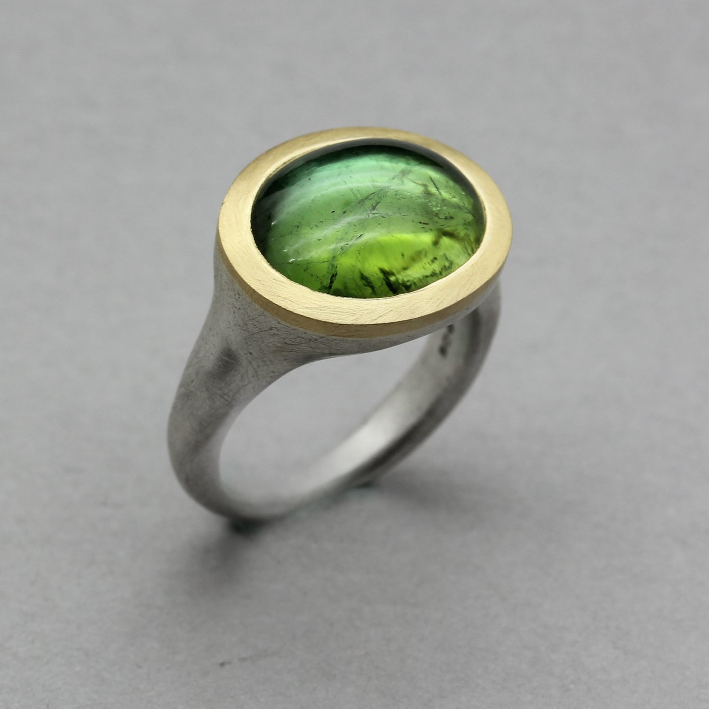 Large Green Tourmaline Cabochon Ring