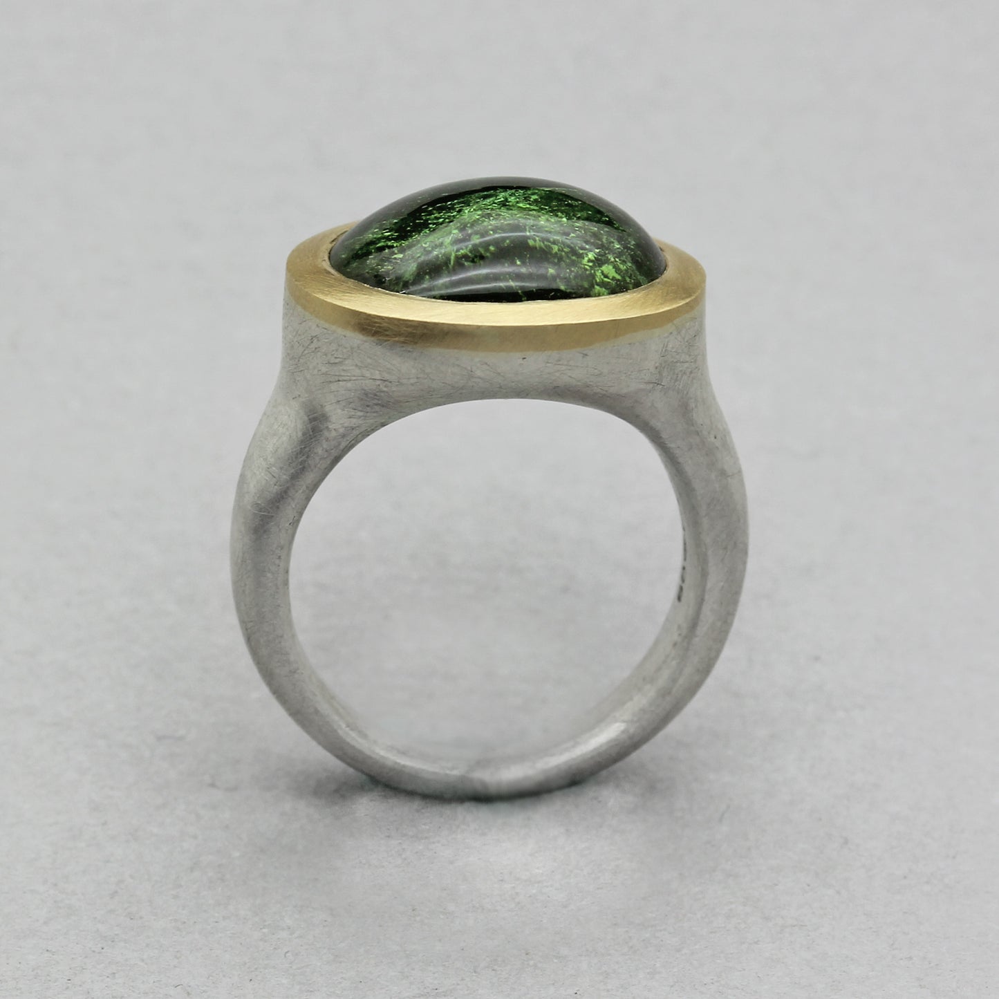 Large Green Tourmaline Cabochon Ring