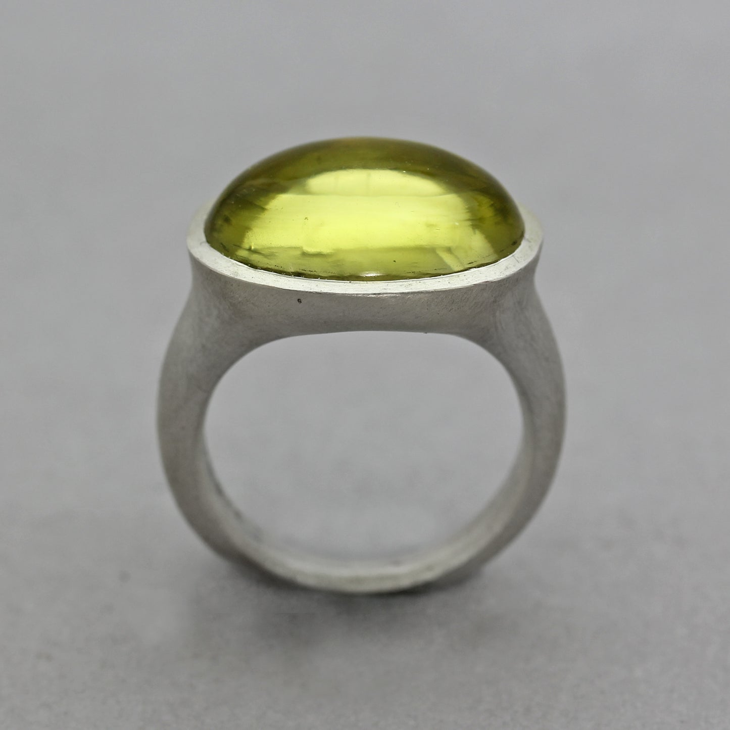 Large Green Quartz Cabochon Ring