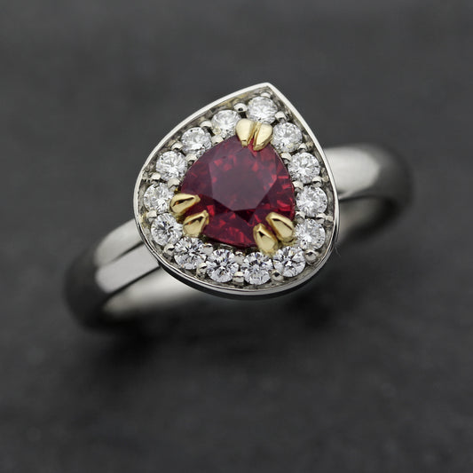 Platinum Red Spinel Ring