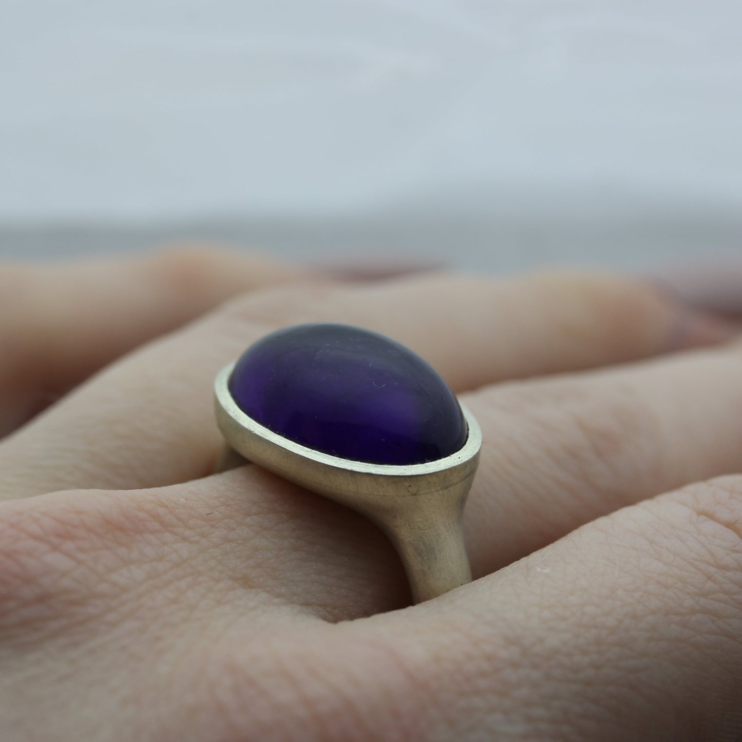 Large Amethyst Cabochon Ring