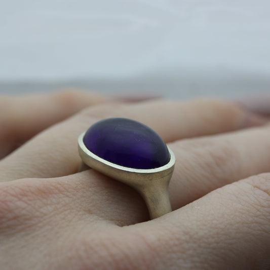 Large Amethyst Cabochon Ring
