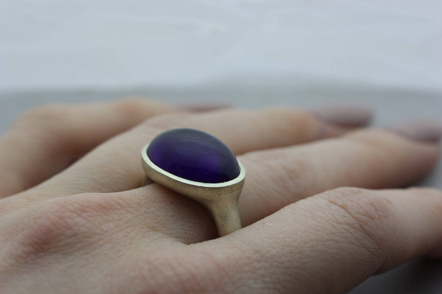 Large Amethyst Cabochon Ring