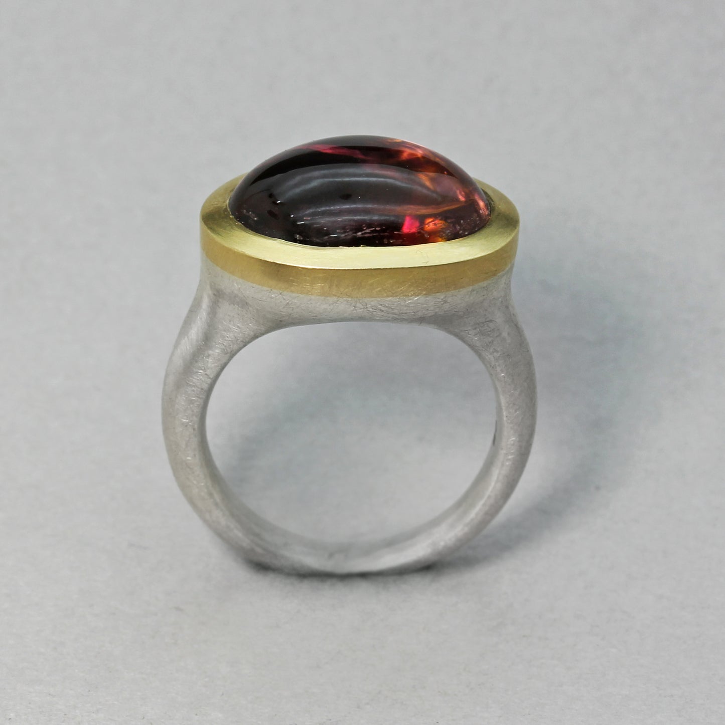 Large Pink Tourmaline Cabochon Ring
